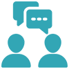 icon of two people talking representing communication